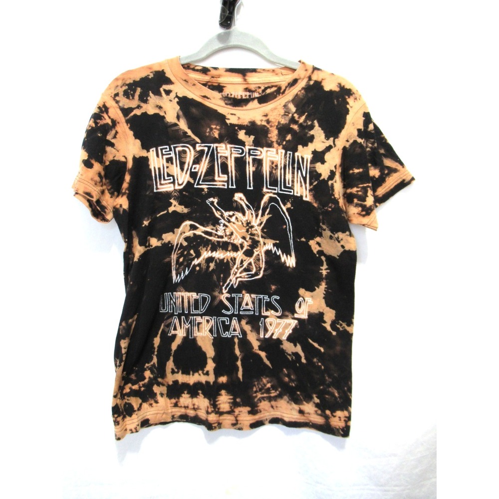 Led Zeppelin Zoso Women's Size Small Black &‎ Tan Tie Dye T-Shirt